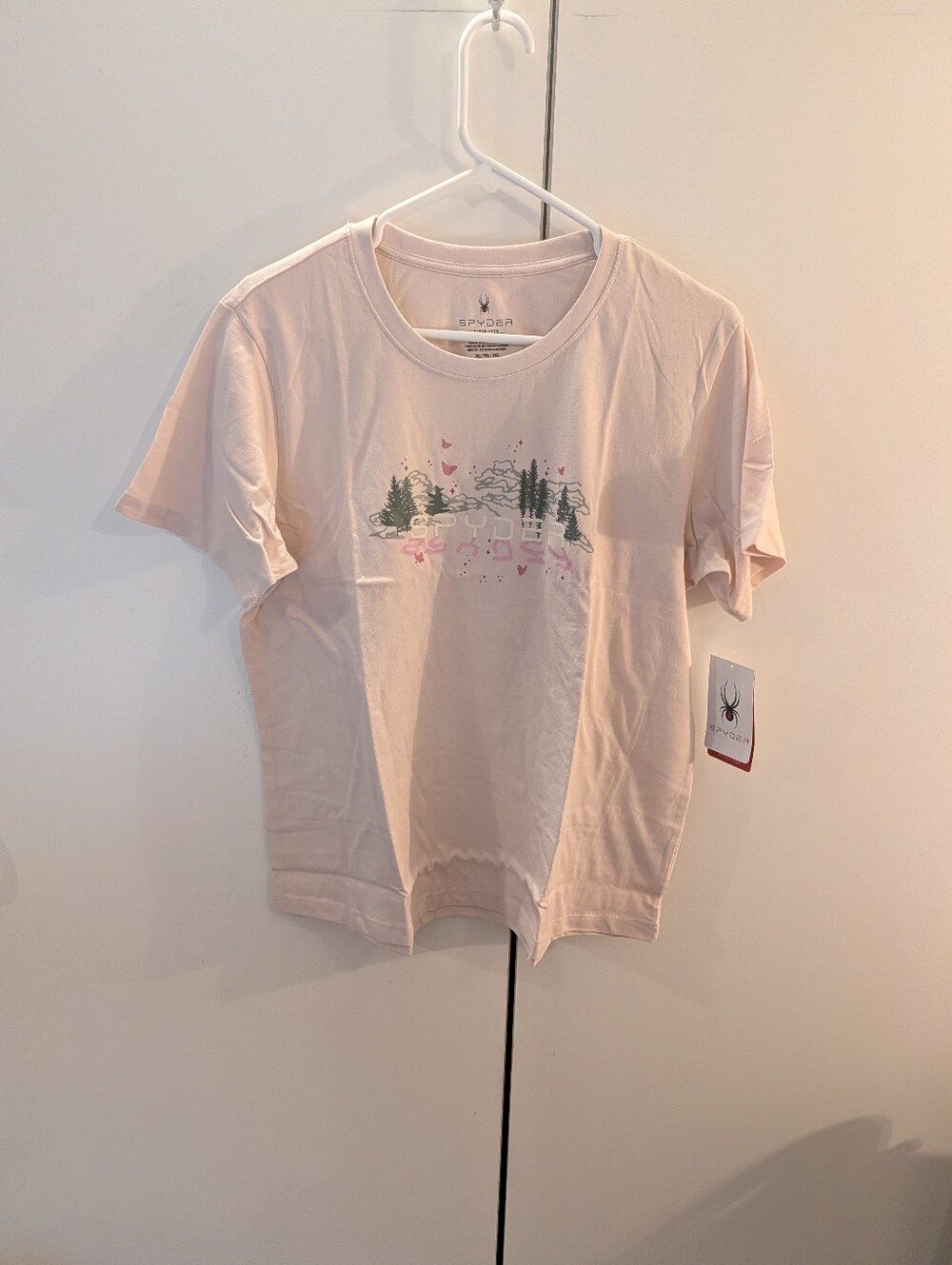 Spyder Light Pink Short Sleeve Tee with Nature Graphic XL NWT
